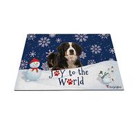 Joyeuses Vacances d'hiver dans La Neige avec Mon Chien d'amour, Adorable Bouvier Bernois Tapis De Porte Confortable Tapis De Bain Paillasson D'Entree pour Intérieur Terrasse Salon 40X60Cm