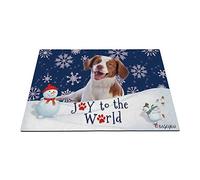 Joyeuses Vacances d'hiver dans La Neige avec Mon Chien d'amour, Adorable Épagneul Breton Tapis De Porte Tapis De Bain Anti-Poussière Paillasson D'Entree pour Intérieur Terrasse Bain 40X60Cm