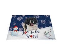 Joyeuses Vacances d'hiver dans La Neige avec Mon Chien d'amour Brittany Dog Paillasson De Bienvenue Absorbant Paillasson D'Entree Anti-Poussière Tapis De Bain pour Bain Intérieur Terrasse 40X60Cm