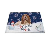 Joyeuses Vacances d'hiver dans La Neige avec Mon Chien d'amour, Charmant Basset Hound Paillasson D'Entree Paillasson De Bienvenue Confortable Tapis De Porte pour Bain Terrasse Intérieur 40X60Cm