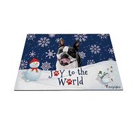 Joyeuses Vacances d'hiver dans La Neige avec Mon Chien d'amour, Charmant Terrier Tapis De Porte Facile À Nettoyer Tapis De Bain Confortable Paillasson D'Entree pour Intérieur Bain Terrasse 40X60Cm