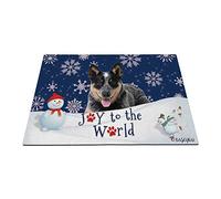 Joyeuses Vacances d'hiver dans La Neige avec Mon Chien d'amour Chiot Blue Heeler Paillasson De Bienvenue Facile À Nettoyer Paillasson D'Entree Doux Tapis De Porte pour Salon Terrasse 40X60Cm