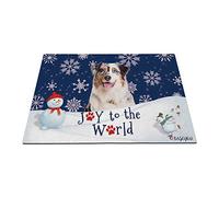 Joyeuses Vacances d'hiver dans La Neige avec Mon Chien d'amour, Joli Berger Australien Paillasson D'Entree Anti-Poussière Tapis De Bain Doux Paillasson De Bienvenue pour Intérieur Salon 40X60Cm