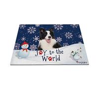 Joyeuses Vacances d'hiver dans La Neige avec Mon Chien d'amour, Joli Border Collie Tapis De Bain Confortable Paillasson De Bienvenue Tapis De Porte pour Bain Salon Terrasse 40X60Cm