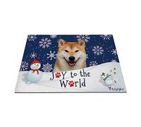 Joyeuses Vacances d'hiver dans La Neige avec Mon Chien d'amour Shiba Inu Paillasson De Bienvenue Anti-Poussière Tapis De Porte Résister À La Saleté Tapis De Bain pour Intérieur Salon 40X60Cm