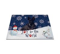 Joyeuses Vacances d'hiver Neige avec Mon Chien d'amour Black Scottish Terrier Paillasson De Bienvenue Paillasson D'Entree Anti-Poussière Tapis De Porte pour Salon Terrasse 40X60Cm