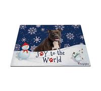 Joyeuses Vacances d'hiver Neige avec Mon Chien d'amour Chien Mignon Tapis De Porte Anti-Poussière Tapis De Bain Antidérapant Paillasson D'Entree pour Bain Salon D'Entrée 40X60Cm