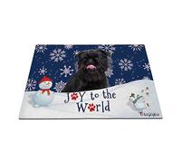 Joyeuses Vacances d'hiver Neige avec Mon Chien d'amour Couleur Noire Griffon De Bruxelles Paillasson D'Entree Tapis De Bain Doux Paillasson De Bienvenue pour Bain Intérieur 40X60Cm
