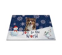 Joyeuses Vacances d'hiver Neige avec Mon Chien d'amour Mignon Berger Australien Tapis De Porte Doux Tapis De Bain Absorbant Paillasson D'Entree pour D'Entrée Salon Terrasse 40X60Cm