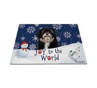 Joyeuses Vacances d'hiver Neige avec Mon Chien d'amour Souriant Heureux Chiot Bichon Havanais Paillasson De Bienvenue Paillasson D'Entree Doux Tapis De Bain pour Bain Terrasse 40X60Cm