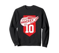 Joyeux 10e Anniversaire garçon Couleur Rouge sur Le thème du Hockey sur Glace Sweatshirt