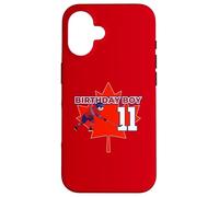 Joyeux 11e Anniversaire Boy Canada Maple Leaf Hockey Coque pour iPhone 16