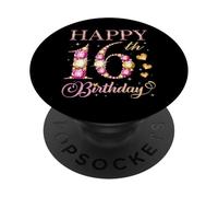 Joyeux 16e Anniversaire, fête d'anniversaire pour garçons et Filles de 16 Ans PopSockets PopGrip Adhésif