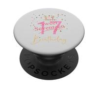 Joyeux 17e Anniversaire, Mignonne, dix-Sept Filles de 17 Ans PopSockets PopGrip Adhésif