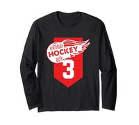 Joyeux 3ème Anniversaire garçon Couleur Rouge sur Le thème du Hockey sur Glace Manche Longue