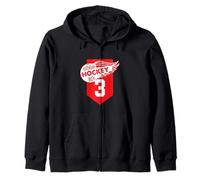 Joyeux 3ème Anniversaire garçon Couleur Rouge sur Le thème du Hockey sur Glace Sweat à Capuche