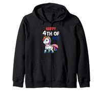 Joyeux 4 Juillet Licorne Patriotique des États-Unis Sweat à Capuche