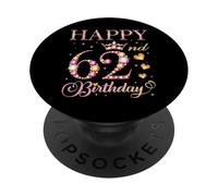 Joyeux 62e Anniversaire, 62 Ans, fête d'anniversaire pour Hommes et Femmes PopSockets PopGrip Adhésif