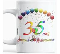 Joyeux Anniversaire 35 ans Idée Cadeau Homme Femme Trente cinq ans Mug original avec des ballons en couleur Paroles d'amour.