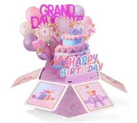 Joyeux Anniversaire Carte Pop Up pour Petite-Fille, Ballons Colorés et Feux d’Artifice Carte de Vœux Anniversaire 3D avec Enveloppe pour Petite-Fille Cadeau Créatif de Grands-Parents