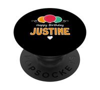 Joyeux Anniversaire en Disant Justine PopSockets PopGrip Adhésif
