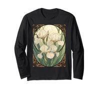 Joyeux Anniversaire en février, Iris Flowers Art Nouveau Manche Longue