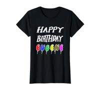 Joyeux Anniversaire Eugene T-Shirt Graphique avec Valeur, Femme, Noir, L