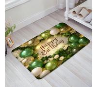 Joyeux Anniversaire, Fond Romantique De Fleurs Et De Feuilles Vertes pour Une Fête d'anniversaire Paillasson D'Entree Absorbant Tapis De Bain Lavable en Machine Welcome Paillassons pour 40X60Cm