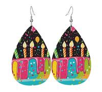 (Joyeux Anniversaire, Gros Gâteau !) Boucle D'Oreille Double Face Boucles D'Oreilles En Cuir Tendance Pendantes Pour Décorations Femme