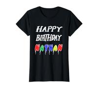 Joyeux Anniversaire Nathan T-Shirt Graphique avec Valeur, Femme, Noir, XS
