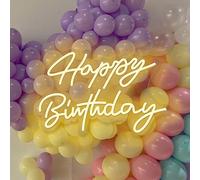 Joyeux anniversaire néon réutilisable blanc chaud LED néon nuit décoration de fête d'anniversaire USB opération décoration pour fond parti chambre mur décor 5V, 16.1 "* 10.2"