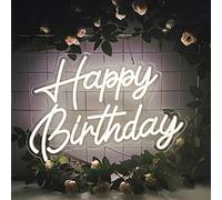 Joyeux anniversaire néon réutilisable blanc chaud LED néon nuit décoration de fête d'anniversaire USB opération décoration pour fond parti chambre mur décor 5V, 16.5 "* 11"