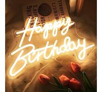 Joyeux anniversaire néon réutilisable blanc chaud LED néon nuit décoration de fête d'anniversaire USB opération décoration pour fond parti chambre mur décor 5V, 16.5 "* 11"