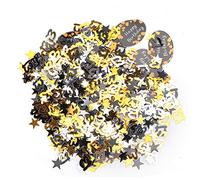 Joyeux anniversaire pour anniversaire, confettis, anniversaire, feuille métallique, paillettes, or noir, (600 chiffres + 12 cartes d'anniversaire)