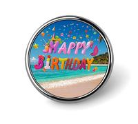 Joyeux anniversaire sur la plage, épingle fantaisie, épingle à revers, broche, cravate, bijoux, décoration pour chapeaux, vestes, chemises