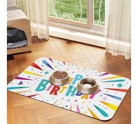 Joyeux Anniversaire,Tapis d'alimentation pour Animaux de Compagnie, Sets de Table en Cuir PU pour Chats et Chiens,30x45cm