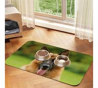 Joyeux Berger Allemand imprimé,Tapis d'alimentation pour Animaux de Compagnie, Sets de Table en Cuir PU pour Chats et Chiens,30x45cm