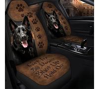 Joyeux Berger Noir Allemand Monte, Assieds-Toi, Tais-Toi, Attends 2 Pièces Housse De Sieges Auto Durable Housse Couverture Couvre Sieges Machine Housses De Siège De Voiture Avant Universel