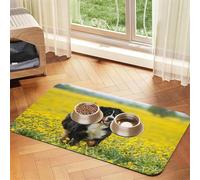 Joyeux Bouvier Bernois,Tapis d'alimentation pour Animaux de Compagnie, Sets de Table en Cuir PU pour Chats et Chiens,30x45cm