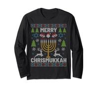 Joyeux Chrismukka Menorah Ugly Christmas Joyeux Hanoukka Manche Longue