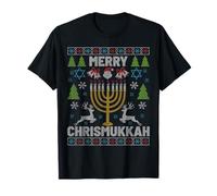 Joyeux Chrismukka Menorah Ugly Christmas Joyeux Hanoukka T-Shirt