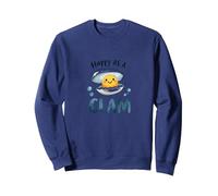 Joyeux comme Une palourde, Joli Jeu de Mots sur l'océan Sweatshirt, Unisexe pour Adultes, Bleu Marine, XL