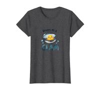 Joyeux comme Une palourde, Joli Jeu de Mots sur l'océan T-Shirt, Femme, Chiné Foncé, S