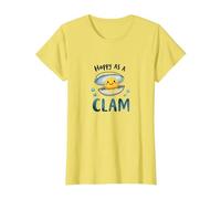 Joyeux comme Une palourde, Joli Jeu de Mots sur l'océan T-Shirt, Femme, Citron, XS