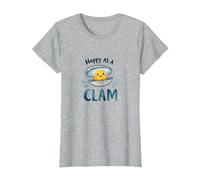 Joyeux comme Une palourde, Joli Jeu de Mots sur l'océan T-Shirt, Femme, Gris Chiné, S