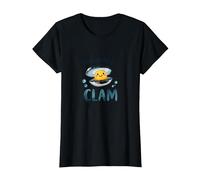 Joyeux comme Une palourde, Joli Jeu de Mots sur l'océan T-Shirt, Femme, Noir, XS