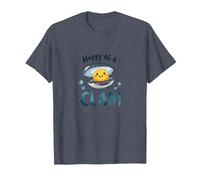 Joyeux comme Une palourde, Joli Jeu de Mots sur l'océan T-Shirt, Homme, Bleu Chiné, 3XL