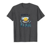 Joyeux comme Une palourde, Joli Jeu de Mots sur l'océan T-Shirt, Homme, Chiné Foncé, 4XL