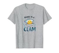 Joyeux comme Une palourde, Joli Jeu de Mots sur l'océan T-Shirt, Homme, Gris Chiné, M