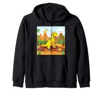 Joyeux Dinosaure Aventure Dessin animé dans la Jungle préhistorique Sweat à Capuche